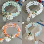 Korean New Lily of the Valley Flower Bracelet For Women Purple Green Blue Colorful Crystal Beaded Elastic Rope Bracelets Jewelry