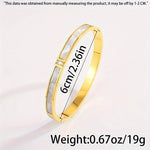 Elegant Gold Color Bangle With Sparkling Rhinestone Glamorous Stainless Steel Bracelet Women's Formal Dinners Jewelry