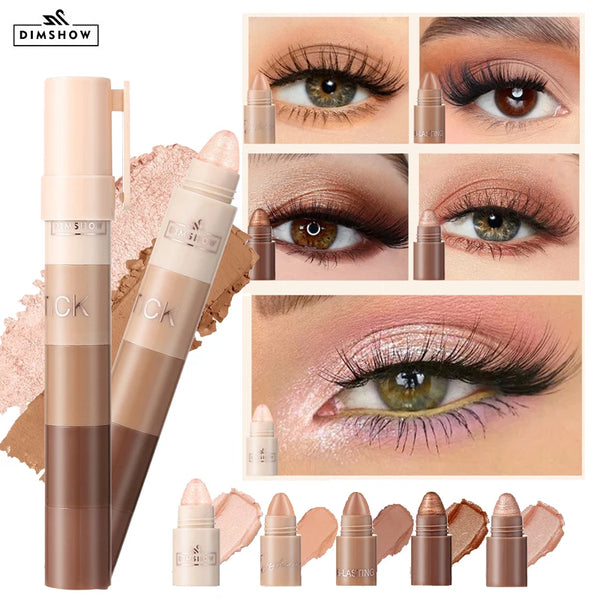 5 in 1 Eyeshadow Pencil Kit Velvet Matte Pigment Shimmer Highlight Makeup Combination Pink Brown Mini Eye Shadow Pen Cosmetics