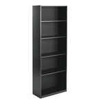 5-Shelf Bookcase with Adjustable Shelves, True Black Oak