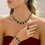 5PCS Metal Sphere Necklace Simple Luxury Resin Cord Bracelet for Women Elegant Ring Earring Post Party Accessory Vacation Gifts