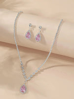 3 Wedding Season Women's Fashion Droplet Necklace and Earring Set Banquet Party Accessories 4055