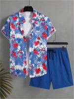 2025 Men's Short-sleeved Shirt Set Luxurious Retro Pattern Print Casual Fashion Daily Summer Vacation