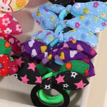 30Pcs Bunny Ears Elastic Hair Bands Cute Dot Flower Print Hair Tie For Baby Girls Random Color Mix Rope Kid Headwear Accessories