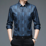 New Men's Casual Printed Long Sleeved Lapel Shirt for Spring and Autumn Fashion Comfortable Wrinkle Free Top Without Ironing