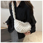 Fashion Winter Soft Pleated Plaid Shoulder Bags For Women, Casual Handbags Versatile Crossbody Bags For Daily Used