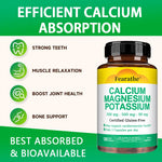 Calcium 500mg + Magnesium 500mg + Potassium 250mg Supplement,Support Bone,Heart,Sleep and Muscle Health,120 Capsules