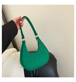 Fashion Felt Cloth Pattern Shoulder Bags For Women Small Handle Underarm Bag Clutch Luxury Solid Color Female Handbag With Purse