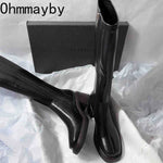 Vintage Thick Heel Women Knee High Boots Fashion Side Zippers Shoes Autumn Winter Ladies Concise Long Botas De Mujer