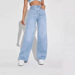 2025 new women's wear European and American loose Denim wide leg pants slimming high waist all-match jeans for women