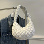 Fashion Winter Soft Pleated Plaid Shoulder Bags For Women, Casual Handbags Versatile Crossbody Bags For Daily Used