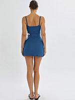 JULISSA MO Knit Print Vacation Sexy Backless Women Dress Blue Spaghetti Strap Mini Dress Female Summer New Casual Beachwear 2025