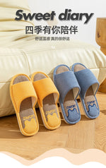 Linen Slippers Indoor Home Breathable Women Men Slides Linen Couples Anti-slip Shoes Beach Sandals Shoes Comfortable Flats TG20