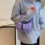 Sweet Bubble Cloud Handbag Solid Color with Pendant Pleated Dumpling Bag Zipper Korean Style Rhombus Plaid Handbag Office Worker