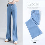 Lyocell Flared Jeans Woman High Waist Slim Stretch Denim Women Tight Pant Korean Street Style Casual Trousers Plus Length