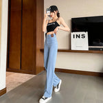 Summer Ultrathin Lyocell Women's Jeans High Waist Straight Fashion Pants Streetwear  Casual Female Wide Leg Denim Trouser