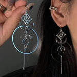 New Exaggerated Moon Crescent Devil Eye Large Circle Long Earrings For Women Vintage Jewelry Accessories