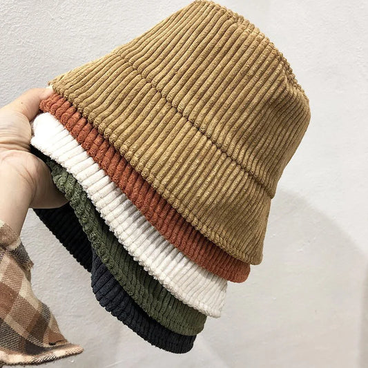 Corduroy Bucket Hat Spring Autumn Solid Color Women Men Fisherman Hats Hip Hip Cap Foldable Bob Cheapu Panama Fishing Cap Gorras