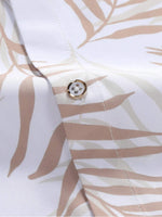 Summer Fashion Men's Suit Elegant Plant Printing Pattern Short-sleeved Lapel Shirt And Drawstring Shorts Leisure Two-piece Suit