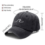 Men's Baseball Cap Women's Washed Cotton Waves Embroidery Embroidery Dad Hat Sport Golf Caps For Man Sun Hats Dropshipping