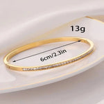Elegant Gold Color Bangle With Sparkling Rhinestone Glamorous Stainless Steel Bracelet Women's Formal Dinners Jewelry