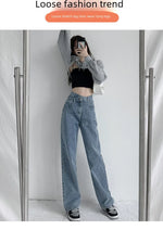 1970s Retro Crossbody High-waist Slimming Drag-on Straight-crotch Long Pants Women Summer Cotton Material