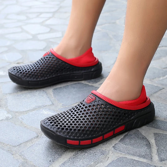 Summer Beach Men Sandals Breathable Men Casual Shoe Hole Shoes Light Clogs Home Garden Outdoor Male Flat Slippers Big Size 39-49