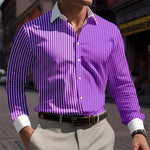 Men's long sleeved shirt striped spotted pattern 3D printed top for spring and autumn new fashion casual men's unisex clothing