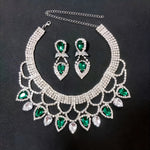 Fashionable ladies' exaggerated and exquisite handmade rhinestone necklace earring set, bride's dance dress jewelry accessories