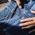 Maden Workwear American Retro Heavyweight Paris Button Denim Wash Straight Leg Jeans Mid Waist Long Pants Men's Autumn