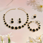 5PCS Metal Sphere Necklace Simple Luxury Resin Cord Bracelet for Women Elegant Ring Earring Post Party Accessory Vacation Gifts