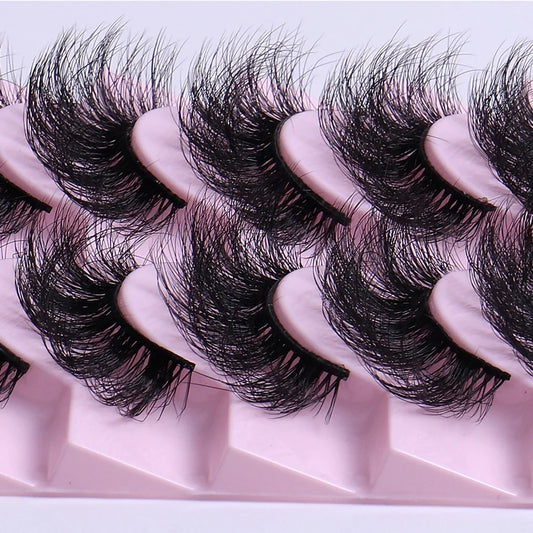 10 Pairs Fluffy Russian Strip Lashes 3D Fake Lashes Makeup Messy False Eyelashes Fluffy Thick Lashes