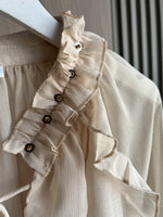 ETJ Spring 2025 New traf Women's Fashion Translucent fabric beaded rivets decorated V-neck lace ruffled romantic shirt