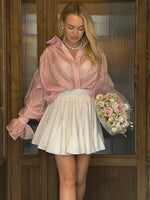 Tossy Casual Loose See-Through Shirts Women's Autumn Lapel Long Sleeve Patchwork Blouse Top Streetwear Female Solid Shirts Top