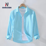 Camping Spring Summer New Linen White Long-Sleeved Shirt, Men's Cotton&Linen Shirt, Business Casual, Comfortable Loose Blouson