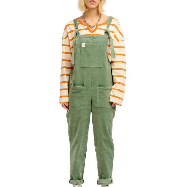Women's Corduroy Overalls Solid Color Square Neck Pants Jumpsuit with Front Pockets Casual Streetwear