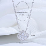 S925 Sterling Silver Four-leaf Clover Necklace for Women, Inlaid With Cubic Zirconia, A Light Luxury Clavicle Chain SL42