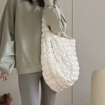 Korean Style New Women's Cloud Pattern Tote Bag Large Capacity Versatile Bubble Bag Foldable Crossbody For Daily Commute