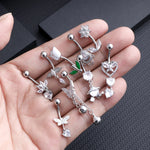 14G Heart Flower Shaped Navel Piercing Ornament Water Drop Belly Button Piercing Pendant Belly Nombril Piercing Women Jewelry