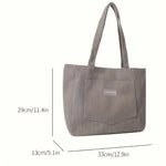 Women Corduroy Shoulder Tote Bag, Casual Large Capacity Handbag for Going Out Machine Washable with Fixed Strap Polyester Lining