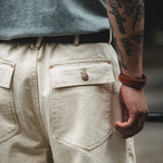 Maden Retro Cotton Seed Shell White Denim Jeans 11.2OZ Loose Straight Long Pants Cargo Pants Sweatpants Men Causal Trousers