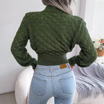 2025 Autumn Winter Women Casual Hollow Out Long Sleeve Knitted Pullovers and Sweaters Crop Top