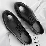 New Luxury Men's Brogues Leather Elevator Shoes Man Height Increase Insole 8cm/10cm Black Formal Business Wedding Work Men Shoes