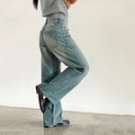 Maemukilabe Women Y2K Aesthetic Low Rise Baggy Jeans Loose Fit Boyfriend Straight Wide Leg Denim Pants Trendy Stretch Trousers