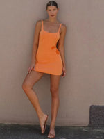 JULISSA MO Knit Print Vacation Sexy Backless Women Dress Blue Spaghetti Strap Mini Dress Female Summer New Casual Beachwear 2025