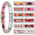 2025 New Women's Gift Cute Rabbit Cat Dogs Italian Charms Links Beads Fit 9mm Stainless Steel Modular Modular Bracelet Jewelry