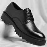 New Luxury Men's Brogues Leather Elevator Shoes Man Height Increase Insole 8cm/10cm Black Formal Business Wedding Work Men Shoes