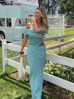 Weird Puss Ruched Irregular Dress Women Mesh Patchwork Slash Neck Short Sleeve Skinny Stretch Trend Elegant Long Bodycon Outfits