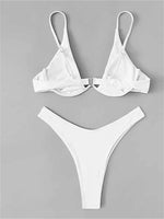 Sexy Underwire Bikini 2024 Mujer Women Solid Red Push Up Bra Thong Swimsuit Haler V Neck Bathing Suit Mini Micro Thong Swimwear