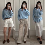 Blue Oversize Women Cotton Linen Shirts And Blouses Long Sleeve Summer Basic White Office Women Shirts Loose Top For Woman Linen